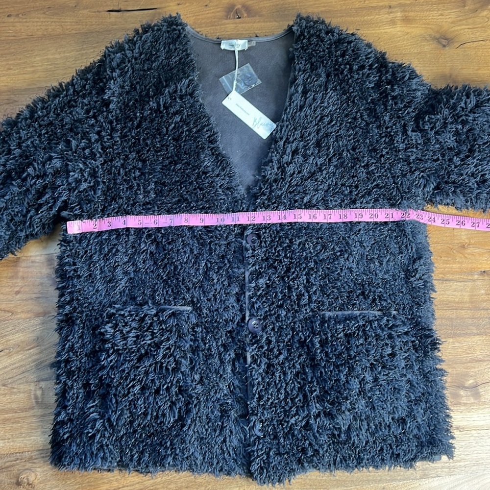 Bluivy COAT Winter Warm Faux Fur Black Shaggy Fluffy Holiday Gift Party - Picture 10 of 16
